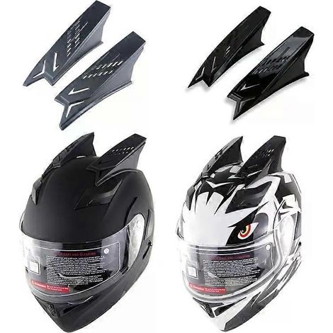 Stück Rennhelm-Ohrhörner, Motorradhelm-Hupen im Punk-Stil, Roller-Motorradhelm-Hupen, Dirtbike-Zubehör D7YA (1/4)