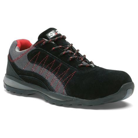 Halbschuh ZEPHIR S1P - S 24 BOSSI INDUSTRIE - Veloursspaltleder schwarz/grauer Stoff - Größe 38 - 5122-38