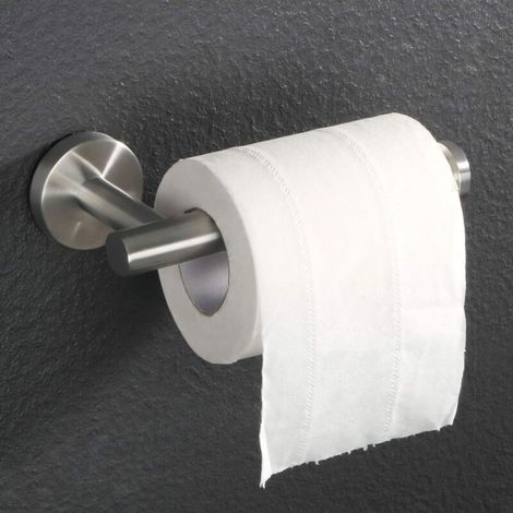 Portarotolo da parete, in acciaio inox SUS304, per bagno e cucina, con finitura spazzolata. (1/3)