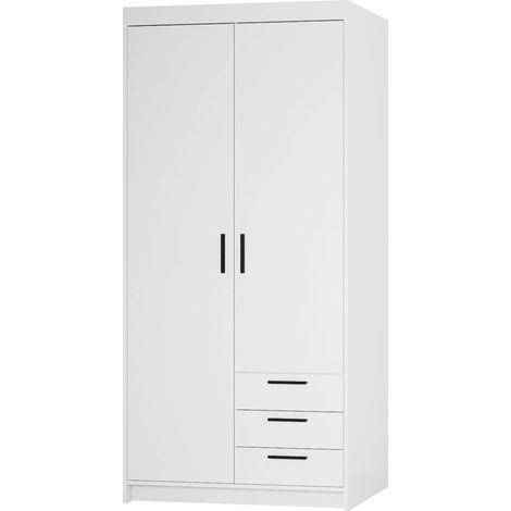 AX LIVING Storicos 2T3S Kleiderschrank Weiß mit schubladen 89,7 cm