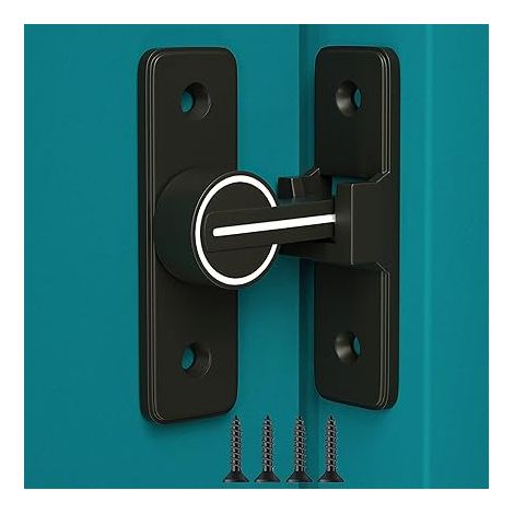 Verrou de porte (Luminous) Stable, verrou de portail à 90 degrés, verrou de porte coulissante robuste, verrou de porte stable pour porte coulissante, salle de bain, jardin, fenêtre