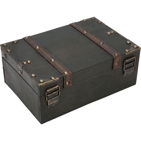Boîte à bijoux en bois ancien pour colliers, coffret de rangement noir décoratif (1/5)