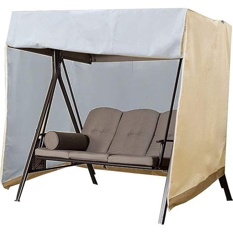 Outdoor Patio Swing Covers, Waterproof Garden Swing Hammock Glider Cover - Beige Foldable Outdoor Garden Furniture Covers