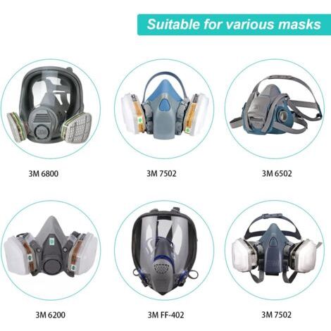 Lot de 60 filtres en coton 3M, filtre pour masque complet, filtre à insertion 5n11 CN, filtre en coton pour filtres 6000, 6200, 6800, 7501, 7502, FF402 (blanc) (1/4)