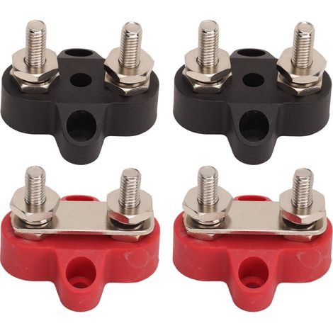4Pcs Bornes de Distribution M6 Double Bornier de Jonction en Laiton pour Voitures Camping-cars Bateaux Camions, Bloc de Connexion DC 12V-48V (1/5)