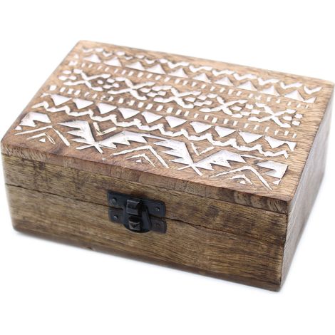 Boîte en bois lavé blanc - Conception slave 6x4- Vendu par 1 (1/4)