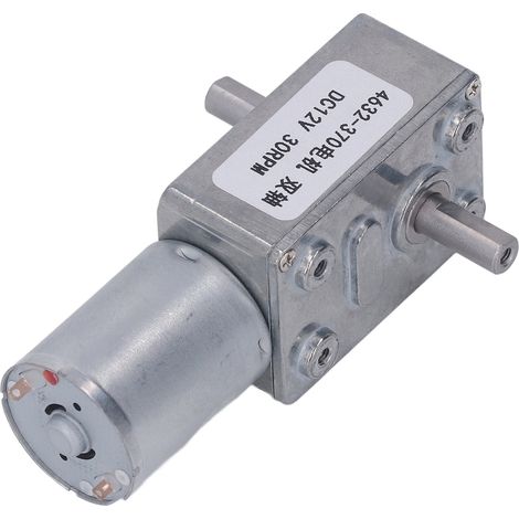 Moteur à réduction de vitesse 12 V CC, entièrement métallique, à double arbre et engrenage à vis sans fin, 4632-370, 30 tr/min (1/5)