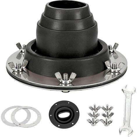Passe-tuyau de poêle pour tente 45-100 mm, silicone résistant à 280°C, acier inoxydable, noir (1/5)