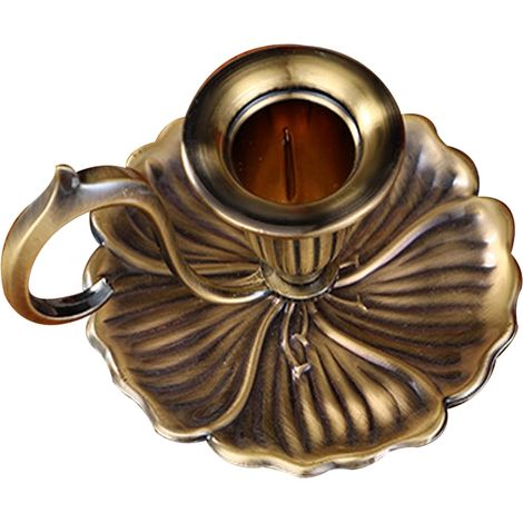 Bronzener Kerzenhalter, handgeformter Retro-Kerzenhalter aus Zink, Vintage-Kerzenständer mit Griff für Hochzeiten im Landhausstil und Halloween (1/5)