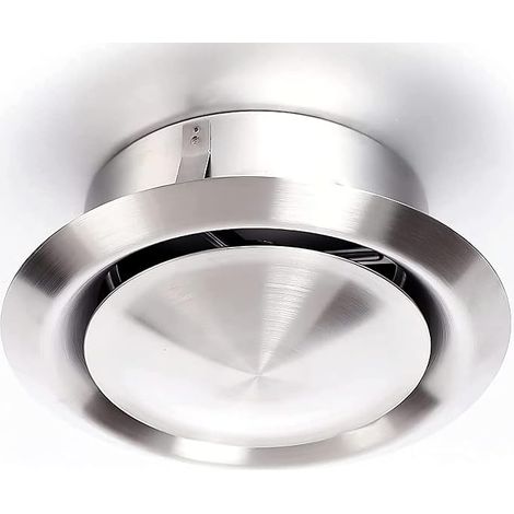 Bouche 100 mm Inox - Bouche aération réglable ronde 100 mm - Extraction ou insufflation - En acier inoxydable 304 pour conduit et gaine VMC, hotte et extracteur - Mur ou plafond (1/5)