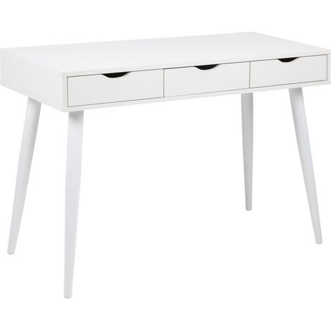 Mesa de oficina Norsica 113, Blanco, Con cajones, Número de puertas: 0, Número de cajones: 3, 77x110x50cm