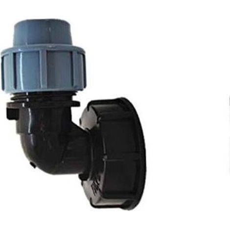 Adaptateur de réservoir IBC S60X6 - Raccord de tuyau pour réservoir d'eau IBC - Coude de sortie de 25 mm (1/5)