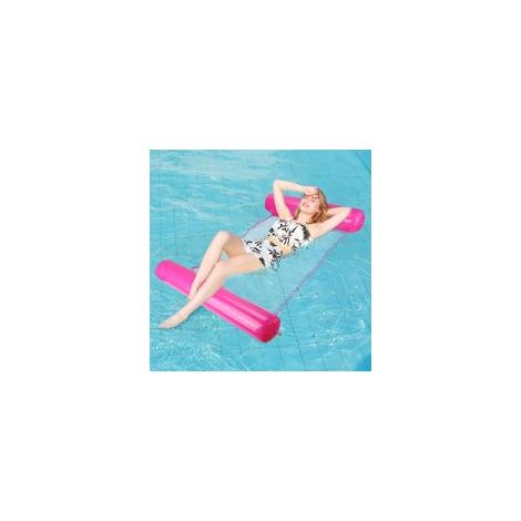 Hamac flotteur gonflable piscine 4-en-1 multi-usage, inclinable, pliable, portable, ultraléger, rose – (1/5)