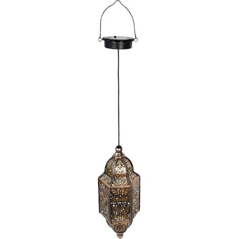 Lanterne solaire de jardin, lampe marocaine suspendue à longue bande, alimentée à l'énergie solaire, pour terrasse ou patio. Résistante à l'eau et à l'eau.