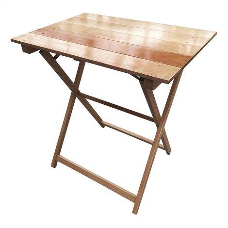 Velador de madera de haya plegable con tablillas, natural 70x50x76 cm - Barniz