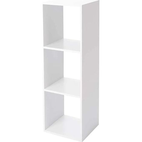 Étagère 3 cubes - JUANIO - Colonne de rangement - Blanc - Bois - 34,4 x 32 x 100,5 cm