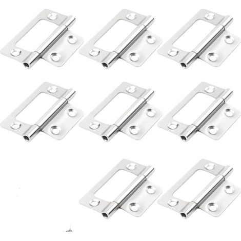 (argenté)Lot de 8 charnières de porte à deux volets, charnières de porte silencieuses de 5,1 cm, sans mortaise, charnière à roulement à billes (1/5)