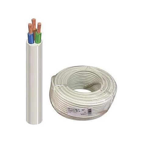 [JAMAIS UTILISE] Couronne 50m de Câble Électrique H05 VV-F 4GO,75 Blanc - 411592C