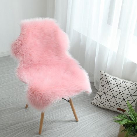 Tapis Doux Fausse Fourrure Mouton Imitation Laine 60x90 Rose Décoration Salon Moderne Confortable Canapé (1/4)