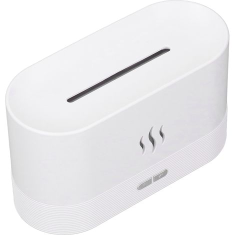 Humidificateur de bureau 180 ml avec simulation de feu, arrêt automatique, lumière LED douce, intensité réglable, silencieux, connexion USB pour la maison, le bureau et la voiture (blanc) (1/5)