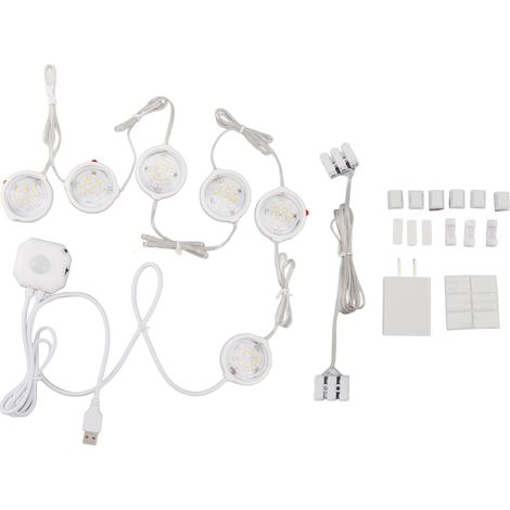Lumière LED sous meuble avec détecteur de mouvement, 3 modes de couleur, éclairage pour cuisine, couloir, escalier, prise US 100-240V, pack de 1 (1/5)