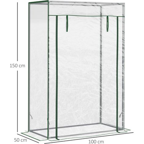 Serre, châssis froid, serre à tomates avec porte enroulable, acier, plastique transparent, 100 x 50 x 150 cm (1/5)