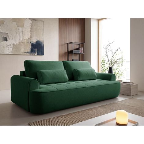 Sofa 3-Sitzer mit Schlaffunktion HUNTER in Stoff Cloud Flaschengrün (1/5)
