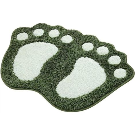 Non-slip bath mat, quick-drying, water-absorbent, ideal for the bedroom, kitchen, hallway, entrance, made of cotton, green, size M (60 x 40 cm)