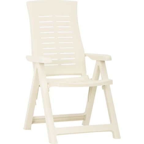 Lot de 2 Chaises de jardin et de camping inclinables, Chaises de relaxation, Plastique Blanc OIB2209E (1/5)