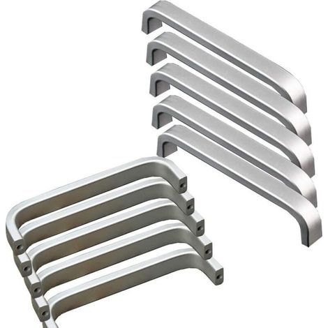 10 piezas de tirador de muebles de cocina de acero inoxidable, manija universal para puerta de cocina, tirador de cajón de aluminio, pomo para puerta exterior con 20 tornillos para cocina, armario y p (1/5)