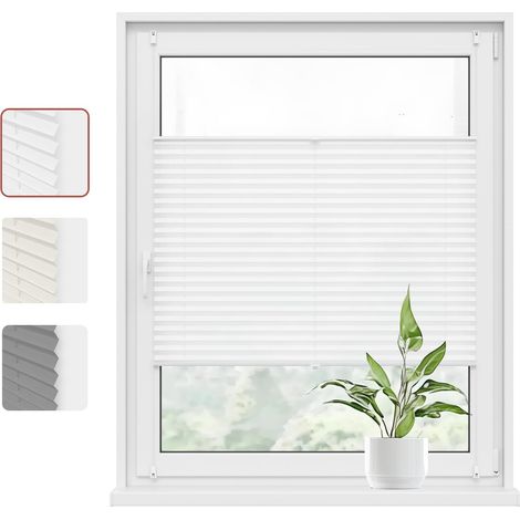 WOLTU Estor Plisado - Klemmfix - EasyFix - Sin Taladrar - Protección Solar y Privacidad - Ventanas y Puertas - Estor Enrollable Blanco 80x120 cm (1/5)