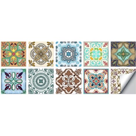 Juego de 10 pegatinas autoadhesivas para azulejos de 10 x 10 cm，pegatinas decorativas para paredes de azulejos para el hogar (1/5)