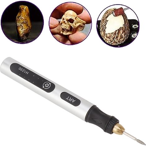 Graisseur Rotatif Portable Électrique USB 4,2V 300mAh - Crayon Gravure Métal, Bois, Pierre - Mini Outil 3 Vitesses, Aluminium Argenté - Non Slip (1/5)
