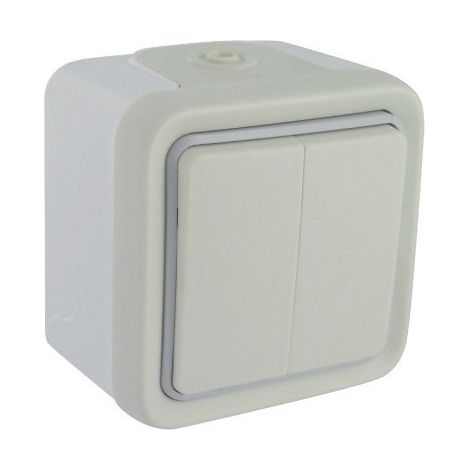 Legrand 069916 Doppel-Wechselschalter, weiß, Aufputz, komplett mit Plexo