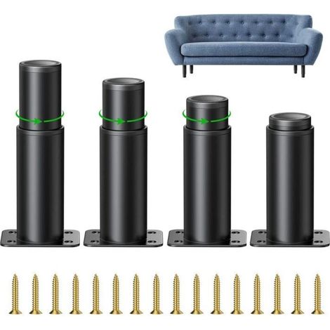 Patas ajustables para muebles (4 piezas), patas ajustables para cocina de 8 cm, altura ajustable de 0 a 40 mm, patas redondas de acero inoxidable para mesa de sofá, patas para armarios con tornillos, 