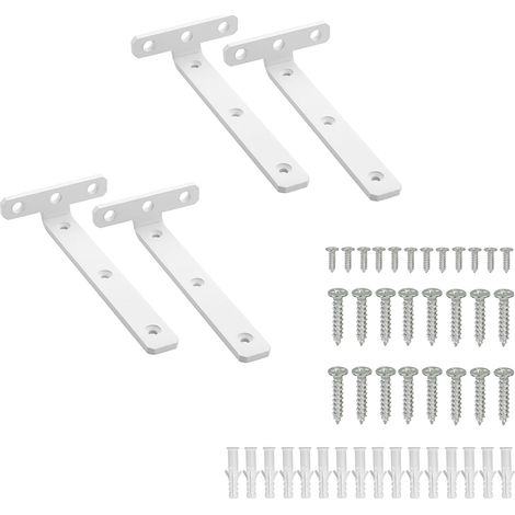 Lot de 4 Supports étagère flottante, 15x7,5cm, Métal durable, Fixation invisible, Angle 90°, Pour salon cuisine bureau (1/5)