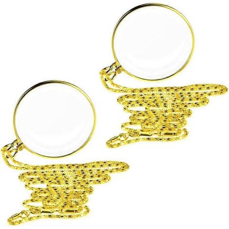 Collier loupe 2 pièces, loupe 5x pour étudiant ou homme âgé, pendentif loupe pour lire le journal, protection des yeux, durable ( ) (1/4)