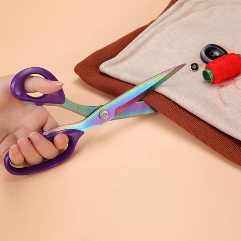Tailor's Scissors, Heavy-Duty Titanium-Plated Stainless Steel Sewing Scissors, Leather Sewing Scissors for Fabric and Professional Crafts, Set of 2 (26cm/21cm) (1/2)