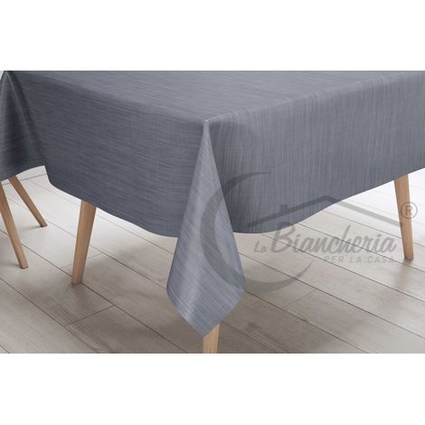 TOVAGLIA LIMA © in TELA CERATA plastificata LAVABILE idrorepellente in PVC UNITO GRIGIO made in Italy Cm.140x400