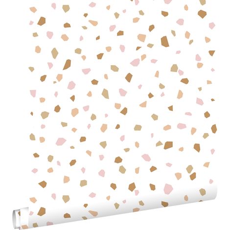 papier peint imitation terrazzo rose clair, orange chaude et beige - ESTAhome (1/5)
