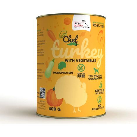 Comida húmeda para perros adultos Syta Micha chef Mono Pavo Vegetales 400g