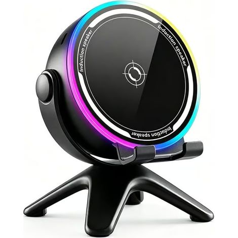 Support d'enceinte sans fil avec capteur, 5 en 1 avec lumière LED et support pour téléphone (1/4)