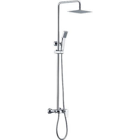 IMEX Miscelatore vasca-doccia monocomando in ottone e acciaio cromato con asta doccia estensibile in acciaio inox S304 soffione extrapiatto 20x20 cm anticalcare cartuccia ceramica Ø35mm modello Im (1/3)