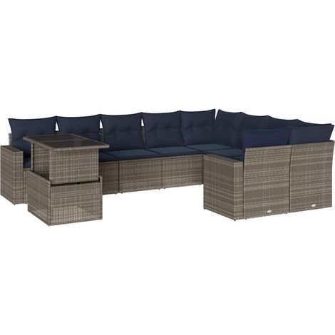 Maison Exclusive - 10-teiliges Gartensofa-Set mit Kissen, grau, P (1/5)