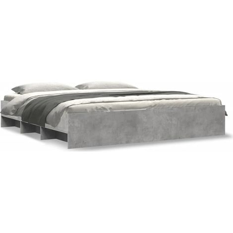 Maison Exclusive - Bettgestell Betongrau 200x200 cm Holzwerkstoff (1/5)