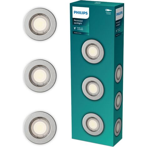Spot Encastrable Rond Peridot Fixe Gu10 Nickel ø8.3cm - Philips