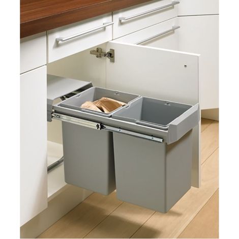 Colector de residuos bin.it duo II 300 B260XT450XH450MM Cubo de gris ku.hettich (1/3)