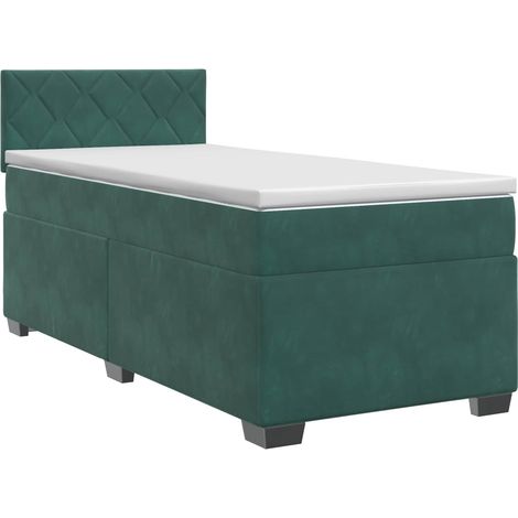 Maison Exclusive - Letto box spring con materasso Verde Scuro 90 x 200 cm Velluto (1/5)