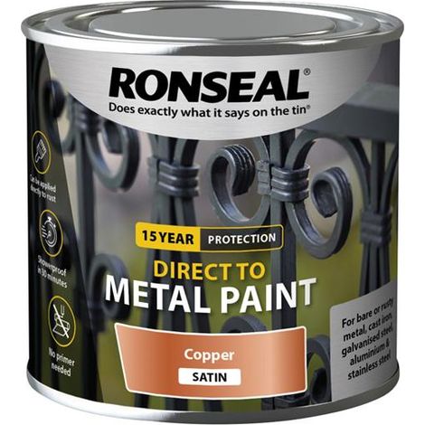 Ronseal 39406 Direct to Metal Paint Copper Satin 250ml RSLDTMCS250