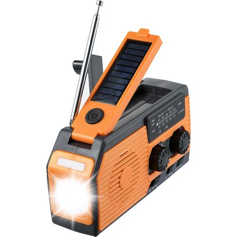 Radio AM/FM d'urgence météo NOAA 5000 mAh, batterie externe multifonction avec alarme SOS, lampe torche et fonction de balayage météo NOAA.